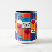 Papavers in kleurrijke dozen mok (Midden)