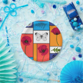 Papavers in kleurrijke dozen papieren bordje (Feest)