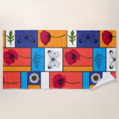 Papavers in kleurrijke dozen strandlaken (Voorkant)