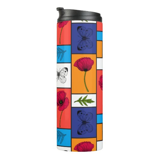 Papavers in kleurrijke dozen thermische droogtromm thermosbeker (Geroteerd rechts)