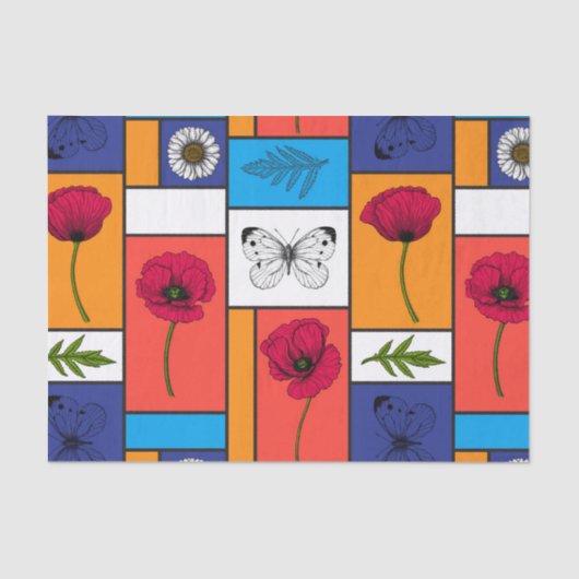 Papavers in kleurrijke dozen tissuepapier (Voorkant)