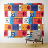 Papavers in kleurrijke dozen wandkleed (In Situ (horizontaal))
