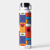 Papavers in kleurrijke dozen waterfles (Achterkant)