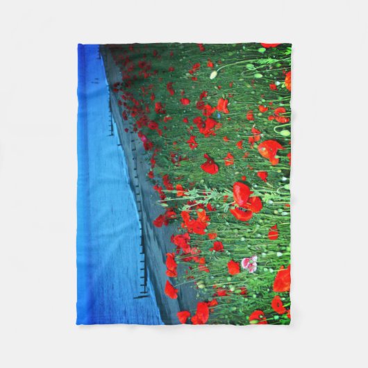 Papavers in Southwold Fleece Deken (Voorkant)