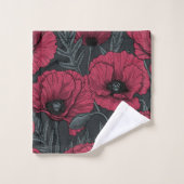Papavers in Viva Magenta Bad Handdoek (Wasdoekje)