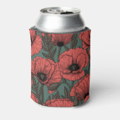 Papavers in Viva Magenta Blikjeskoeler (Blikje Achterkant)