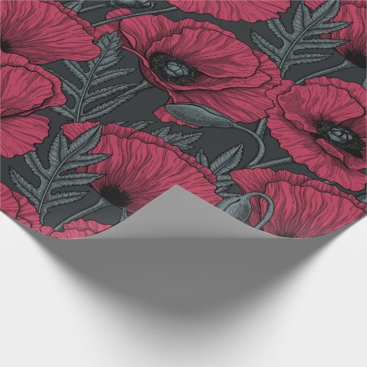 Papavers in Viva Magenta Cadeaupapier (Hoek)
