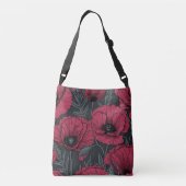 Papavers in Viva Magenta Crossbody Tas (Achterkant)