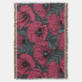 Papavers in Viva Magenta Deken (Voorkant Verticaal)