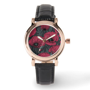 Papavers in Viva Magenta Horloge