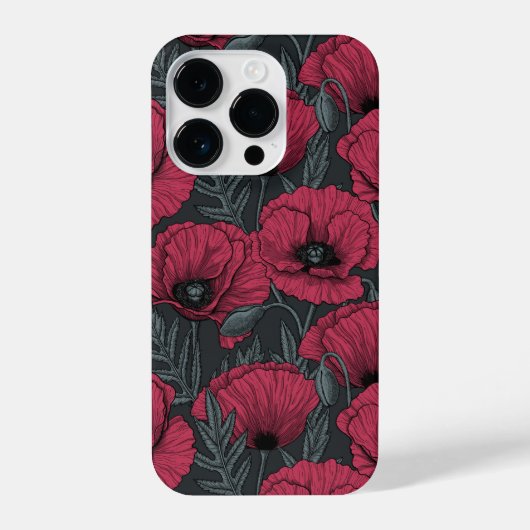 Papavers in Viva Magenta iPhone Hoesje (Achterkant)