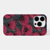 Papavers in Viva Magenta iPhone Hoesje (Achterkant horizontaal)