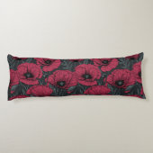 Papavers in Viva Magenta Lichaamskussen (Achterkant)