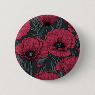 Papavers in Viva Magenta Ronde Button 5,7 Cm