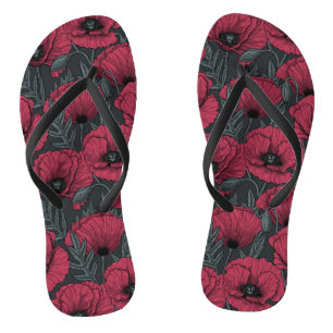 Papavers in Viva Magenta Teenslippers