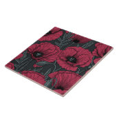 Papavers in Viva Magenta Tegeltje (Zijkant)