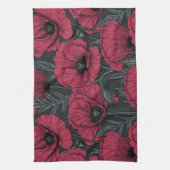 Papavers in Viva Magenta Theedoek (Verticaal)