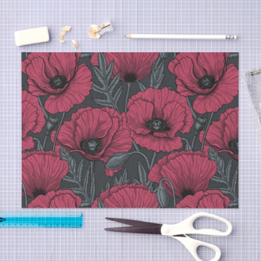 Papavers in Viva Magenta Tissuepapier (Craft)