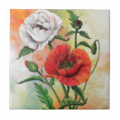 Papavers Keramische Tegel Tegeltje (Voorkant)