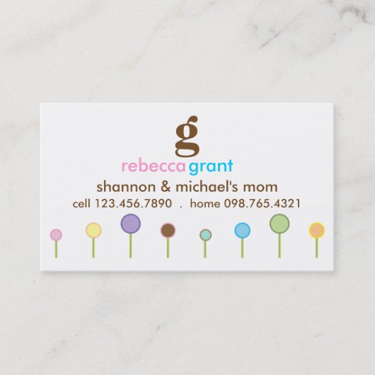 Papavers "mammie"-kaart contactkaartje (Voorkant)