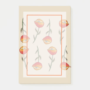 Papavers met bloemen, vloercurte en grappige aange post-it® notes