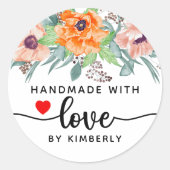 Papavers met liefde ronde sticker (Voorkant)