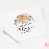 Papavers met liefde ronde sticker (Envelop)