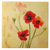 Papavers met schaduwen stapelen, niet-ondertekende tegeltje (Voorkant)