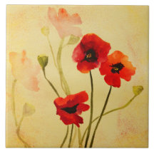 Papavers met schaduwen stapelen, niet-ondertekende