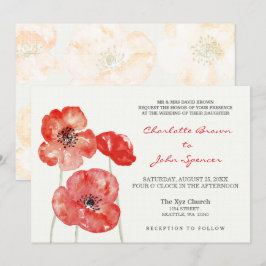 papavers Modern floral bruiloft nodigt uit Kaart