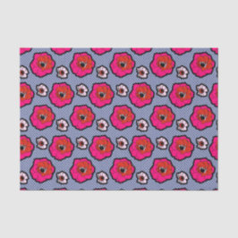 Papavers op blauw weefselpapier tissuepapier