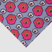 Papavers op blauw weefselpapier tissuepapier (Detail)