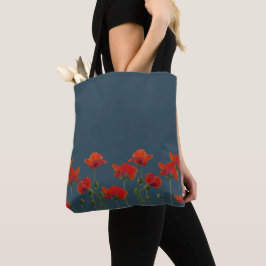 Papavers op Blauwgroen Tote Bag