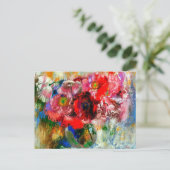 Papavers op grijze achtergrond, Floral schilderen Briefkaart (Staand voorkant)