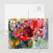 Papavers op grijze achtergrond, Floral schilderen Briefkaart (Voorkant / Achterkant)