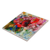 Papavers op grijze achtergrond, Floral schilderen Tegeltje (Zijkant)