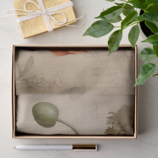  papavers op noodlijdende decoupage tissuepapier (Geschenk)