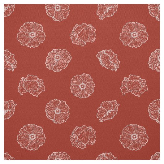 Papavers op rode stof (Swatch)