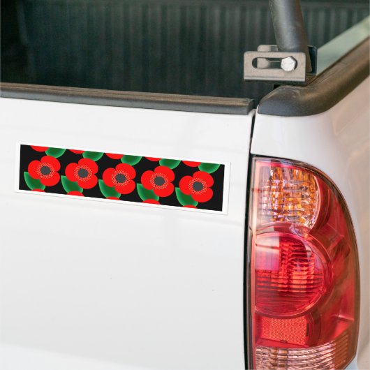 Papavers op zwart bumpersticker (Op Truck)