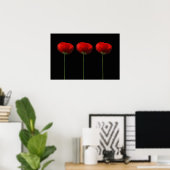 Papavers op zwart Poster (Thuiskantoor)