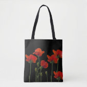 Papavers op zwart tote bag (Voorkant)