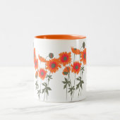 Papavers oranje en groene grafische mok (Center)