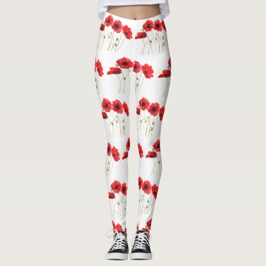 Papavers papaver, zomerfitnesstuin leggings (Voorkant)