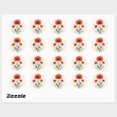 Papavers Ronde Sticker (Vel)