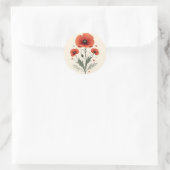 Papavers Ronde Sticker (Tas)