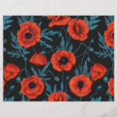 Papavers, rood en blauw op zwart (Achterkant)