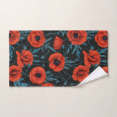 Papavers, rood en blauw op zwart bad handdoek (Handdoek)