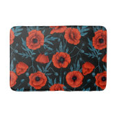 Papavers, rood en blauw op zwart badmat (Voorkant)