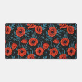 Papavers, rood en blauw op zwart bureaumat (Voorkant)
