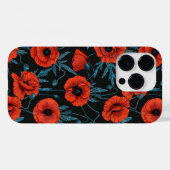 Papavers, rood en blauw op zwart Case-Mate iPhone case (Achterkant (horizontaal))
